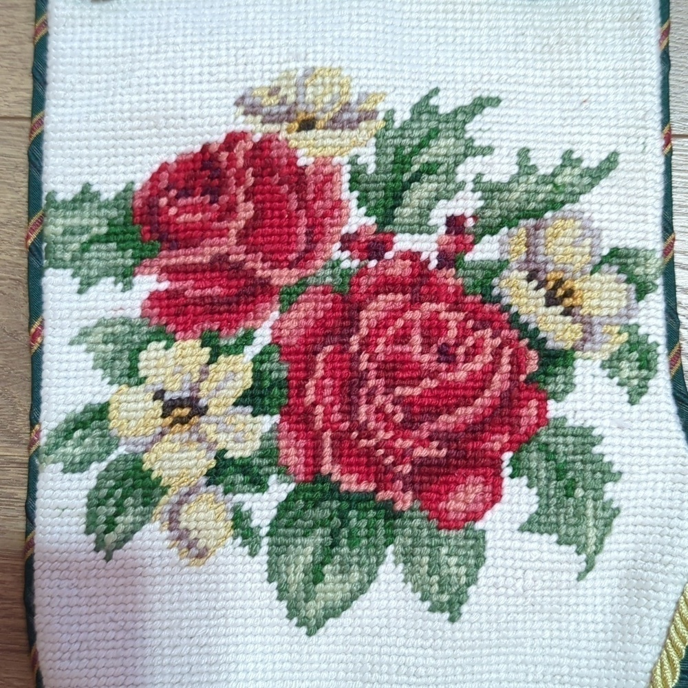Vintage Deforest' s needlepoint tassel wool blend boho chic Christmas Stalking - Picture 2 of 7